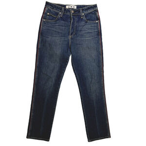 AMO Cropped High Rise Babe Jeans with Red Piping Women's 28 Statement Denim
